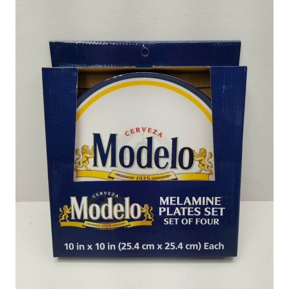 Modelo Cerveza Plates Melamine Set Of 4 10x10 Brand New A4